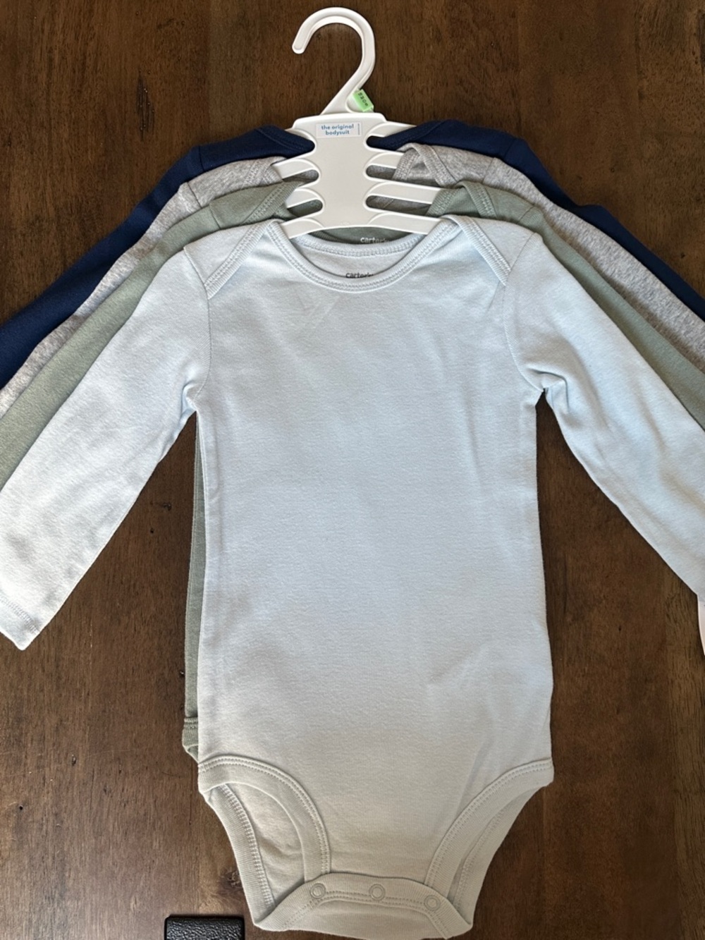 Carter's Long-Sleeve One-Piece Bodysuit Set - Light Blue, Green/Gray, Gray, Navy
